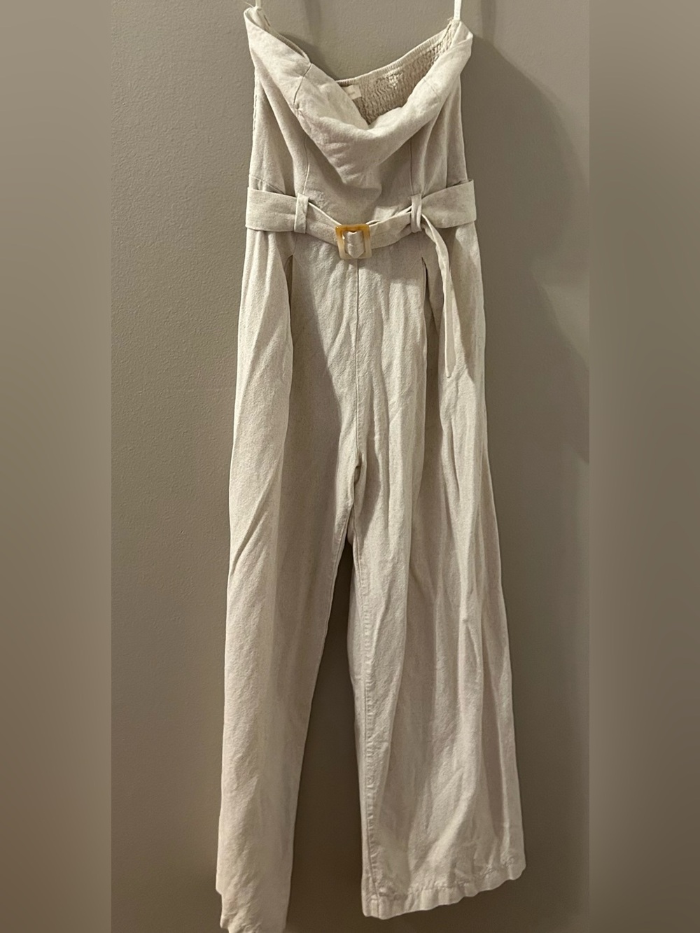Monteau Los Angeles Cream Jumpsuit with Matching Belt